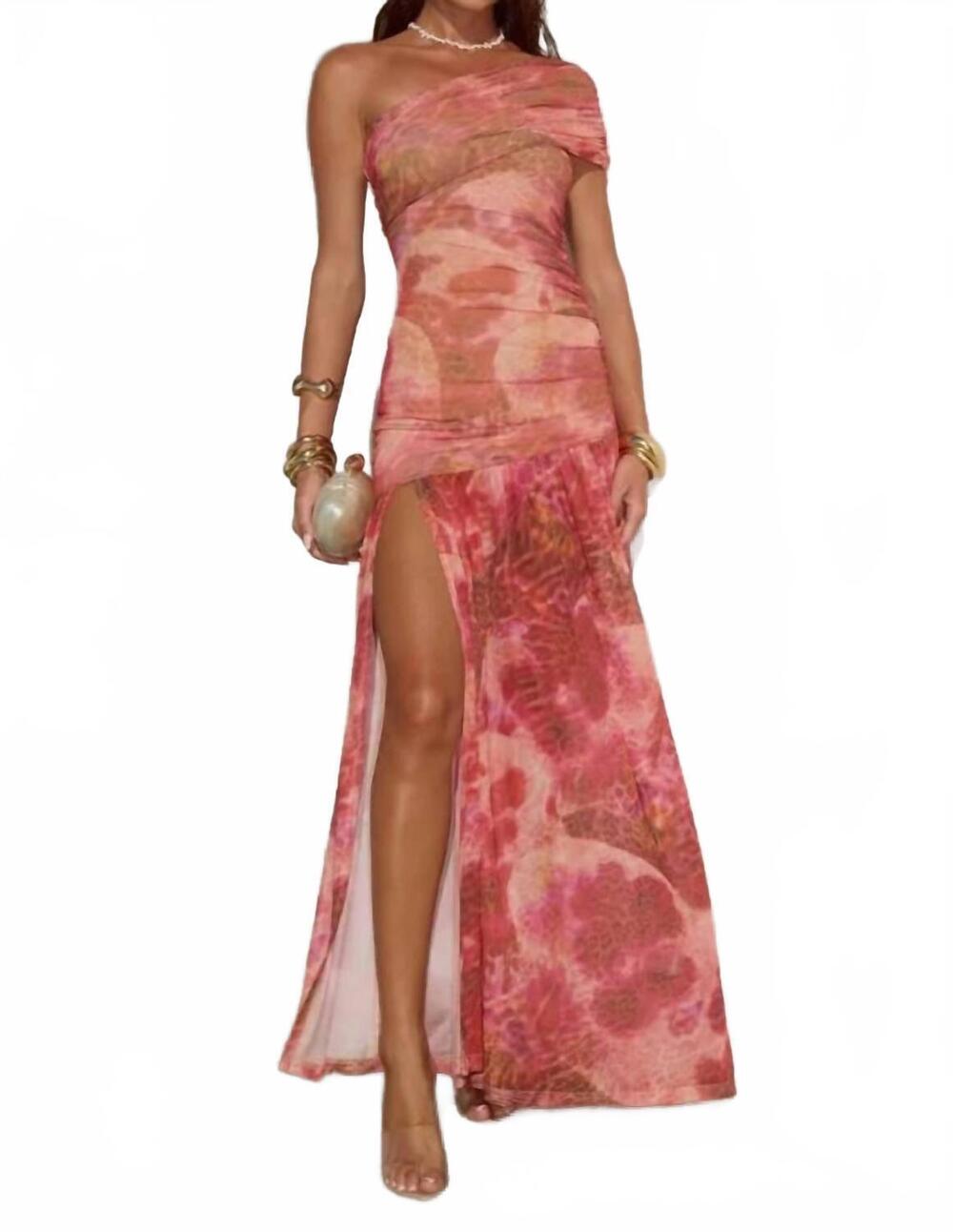 NEW RUNAWAY women's misaki one shoulder maxi dress in moana pink